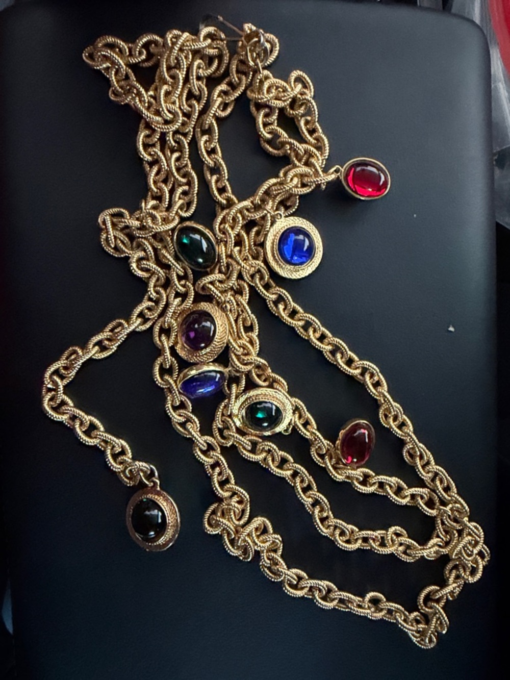 Vintage Gold Multi-Stone Station belt- Women Jewelry